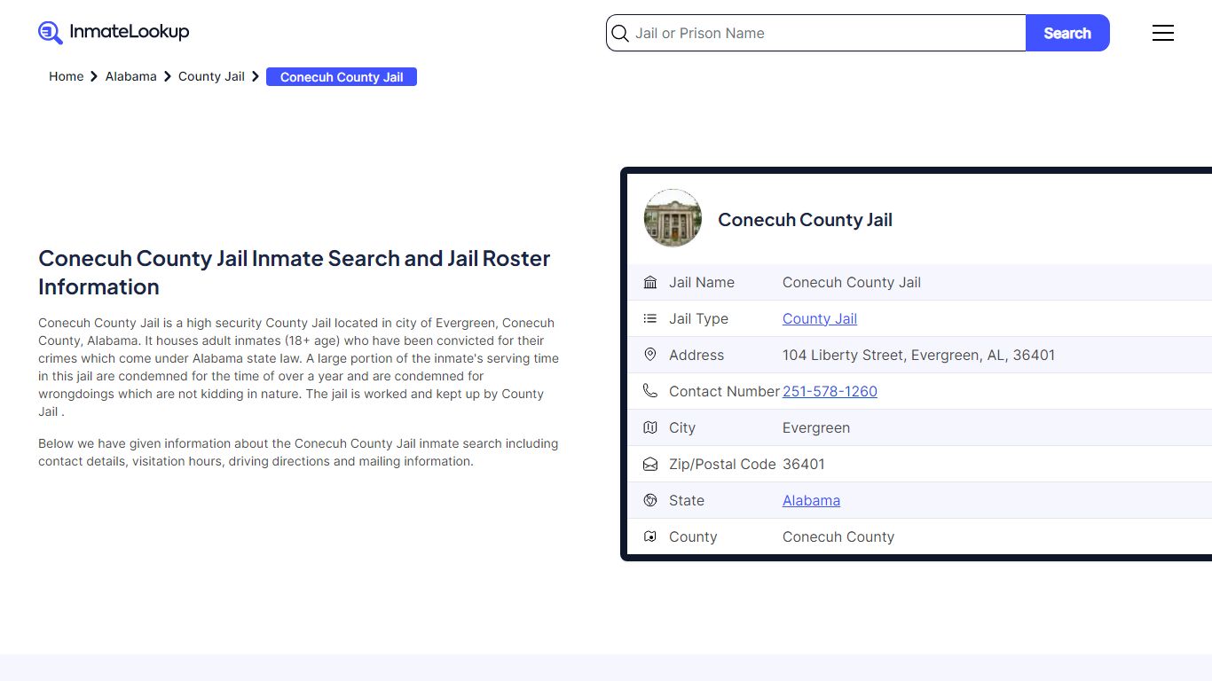 Conecuh County Jail Inmate Search and Jail Roster Information